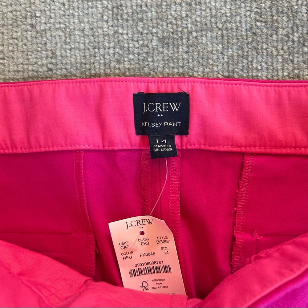NWT J. Crew Factory Cotton-Blend Pink Kelsey Cropped Flare Pants, Size 14 - Picture 8 of 13